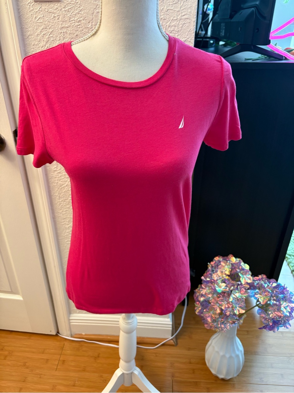Nautica Women's Short Sleeve Crew Tee - Hot Pink